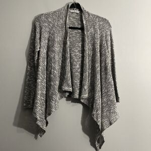 Cha Cha Vente Open Front Cardigan Size M Black White Geometric Boho Lightweight